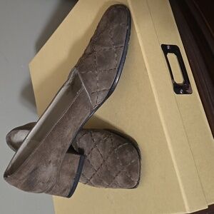 Vintage Salvatore Ferragamo Quilted Brown Suede Heels Size 8.5